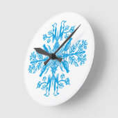 Rustic blue nature Blue Birds Vintage. Runde Wanduhr (Winkel)