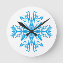 Rustic blue nature Blue Birds Vintage. Runde Wanduhr