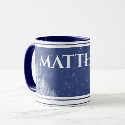 Rustic Blue Personalisiert Name Tasse (Vorderseite Links)