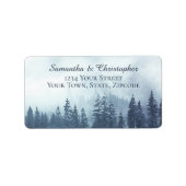 Rustic Blue Pine Forest Outdoor Wedding Adresse Adressaufkleber (Vorne)