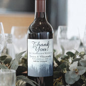 Rustic Blue Pine Trees Wedding Vielen Dank Weinetikett