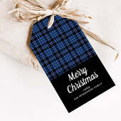 Rustic Blue Plaid Frohe Weihnachten Geschenkanhänger
