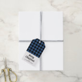 Rustic Blue Plaid Frohe Weihnachten Geschenkanhänger (Mit Garn)