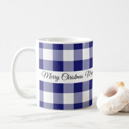 Rustic Blue Plaid Frohe Weihnachten Kaffeetasse