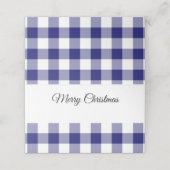 Rustic Blue Plaid Frohe Weihnachten Platzkarte (Außenseite Aufgefaltet)