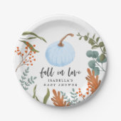 Rustic Blue Pumpkin Fall in Liebe Baby Dusche Pappteller (Vorderseite)