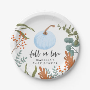 Rustic Blue Pumpkin Fall in Liebe Baby Dusche Pappteller