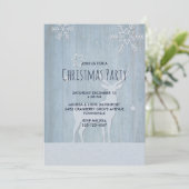 Rustic Blue Rentier Christmas Einladung (Stehend Vorderseite)