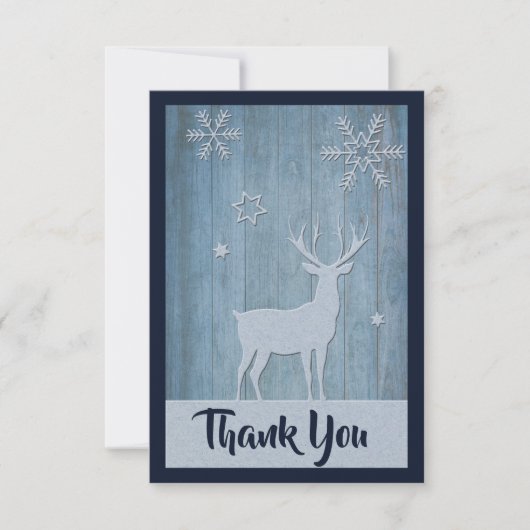 Rustic Blue Rentier Country Christmas Danke (Vorderseite)