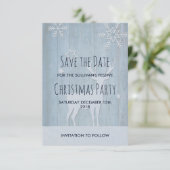 Rustic Blue Rentier Weihnachten Save the Date Einladung (Stehend Vorderseite)
