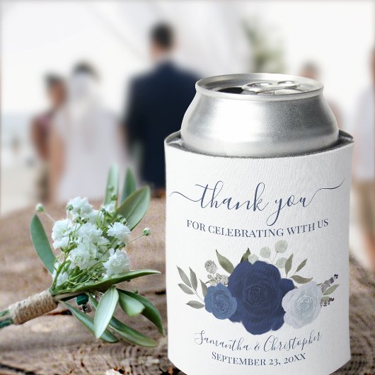 Rustic Blue Rose Elegant Wedding Vielen Dank Dosenkühler