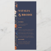 Rustic Blue Rust Boho Wedding Menu Menükarte (Vorderseite)