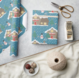 Rustic Blue Santa's Workshop Weihnachtsfeiertag Geschenkpapier