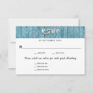Rustic Blue Shiplap 3 Entree UAWG Wedding Response RSVP Karte