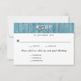 Rustic Blue Shiplap 3 Entree UAWG Wedding Response RSVP Karte
