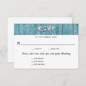 Rustic Blue Shiplap 3 Entree UAWG Wedding Response RSVP Karte (Vorne/Hinten)