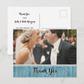 Rustic Blue Shiplap Border Wedding Foto Vielen Dan Postkarte (Vorne/Hinten)
