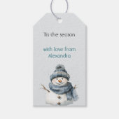 Rustic Blue Snowman Christmas Geschenkanhänger (Vorderseite)