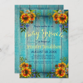 Rustic Blue Sunflower Baby Sprinkle Einladung