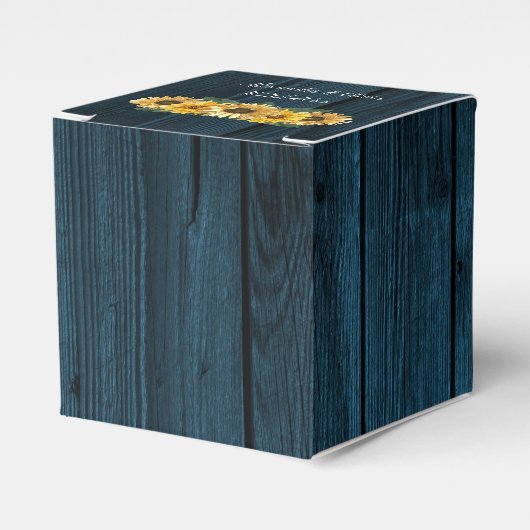 Rustic Blue Sunflower Gastgeschenk Hochzeit Box Geschenkschachtel (Vorderseite)