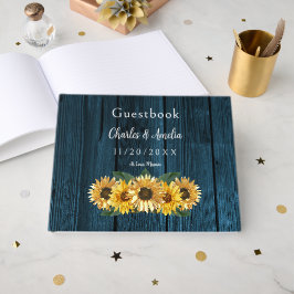 Rustic Blue Sunflower Wedding Gästebuch
