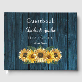 Rustic Blue Sunflower Wedding Gästebuch