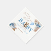 Rustic Blue Teddy Bear Baby Shower Florals Balloon Serviette (Ecke)