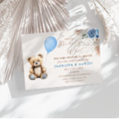 Rustic Blue Teddy Bear Babydusche Balloon Bloral Einladung