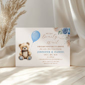 Rustic Blue Teddy Bear Babydusche Balloon Bloral Einladung
