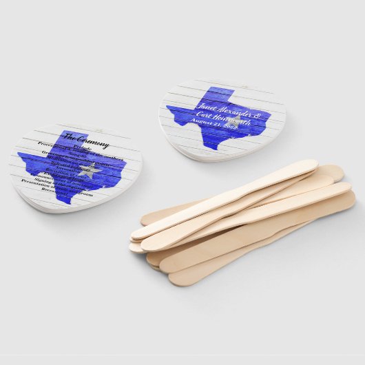 Rustic Blue Texas Wedding Program Fan Fächer (Non-assembled)