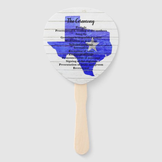 Rustic Blue Texas Wedding Program Fan Fächer (Vorderseite)