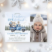 Rustic Blue Truck Winter Onederland 1st Birthday Einladung