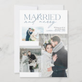 Rustic Blue Verheiratet & Merry Newlywed Foto Coll Feiertagskarte (Vorderseite)