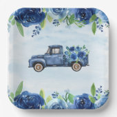 Rustic Blue VINTAG Truck Baby Duschpapier Teller (Vorderseite)
