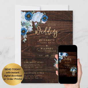 Rustic Blue Wedding Instant Digital Download Einladung