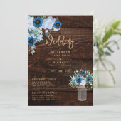Rustic Blue Wedding Instant Digital Download Einladung (Stehend Vorderseite)