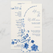 Rustic Blue Wedding Program Card (Vorne/Hinten)
