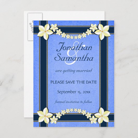 Rustic Blue Wedding speichert die Ankündigungen (Vorne/Hinten)