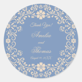 Rustic Blue Wedding Vielen Dank Runder Aufkleber