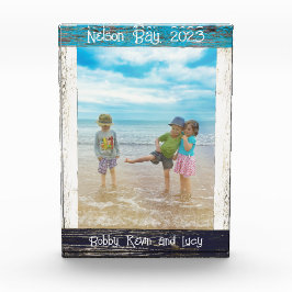 Rustic Blue White Beach Wood Text 5" x 7" Frame Fotoblock