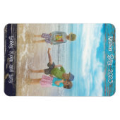 Rustic Blue White Beach Wood Text Photo Frame Magnet (Horizontal)