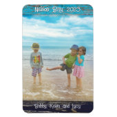 Rustic Blue White Beach Wood Text Photo Frame Magnet (Vertikal)