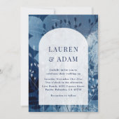 Rustic Blue & White Botancial Wedding Invitation Einladung (Vorderseite)