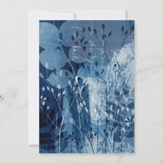 Rustic Blue & White Botancial Wedding Invitation Einladung (Rückseite)