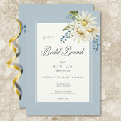 Rustic Blue & White Daisies Bridal Brunch Einladung
