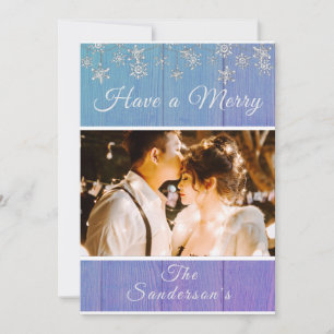 Rustic Blue White Frohe Weihnachtskarte Feiertagskarte