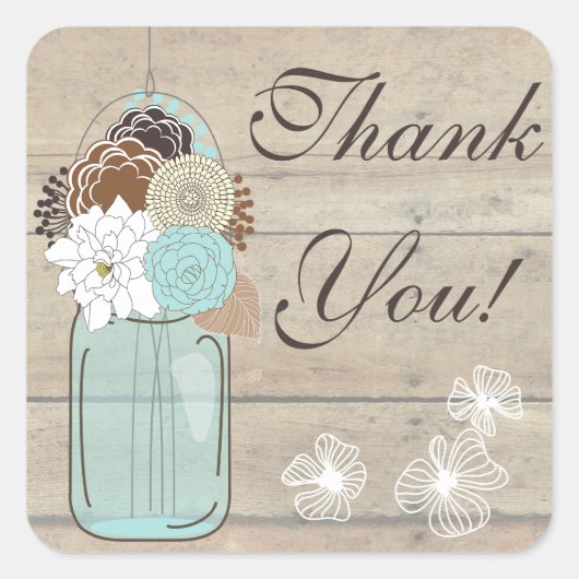 Rustic Blue & White Vielen Dank : Aufkleber (Vorderseite)