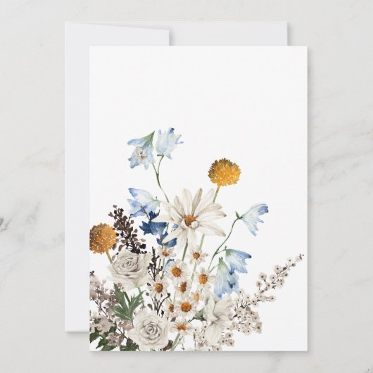 Rustic Blue Wildblumen & Daisies Brautparty Einladung (Rückseite)