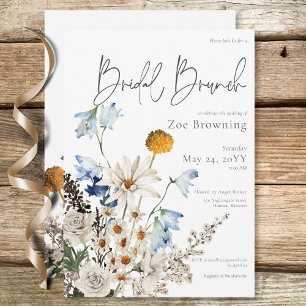 Rustic Blue Wildblumen & Daisies Bridal Brunch Einladung