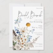 Rustic Blue Wildblumen & Daisies Bridal Brunch Einladung (Vorderseite)